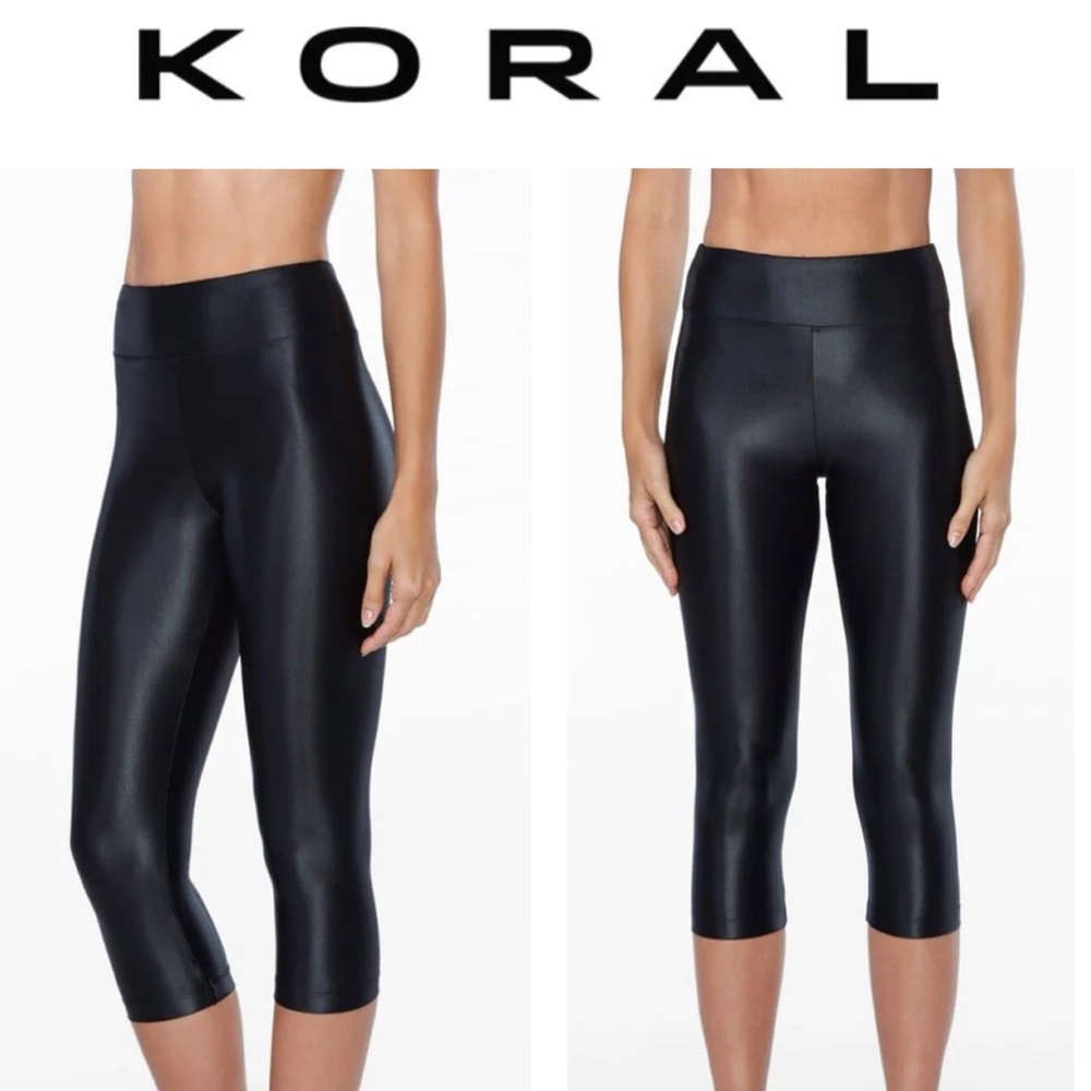 NWT Koral Activewear Lustrous High Rise Capri in black Sz XS
